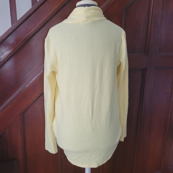 Yellow Drape Front Long Sleeve Cardigan By Pure Good Size S - Picture 2 of 4